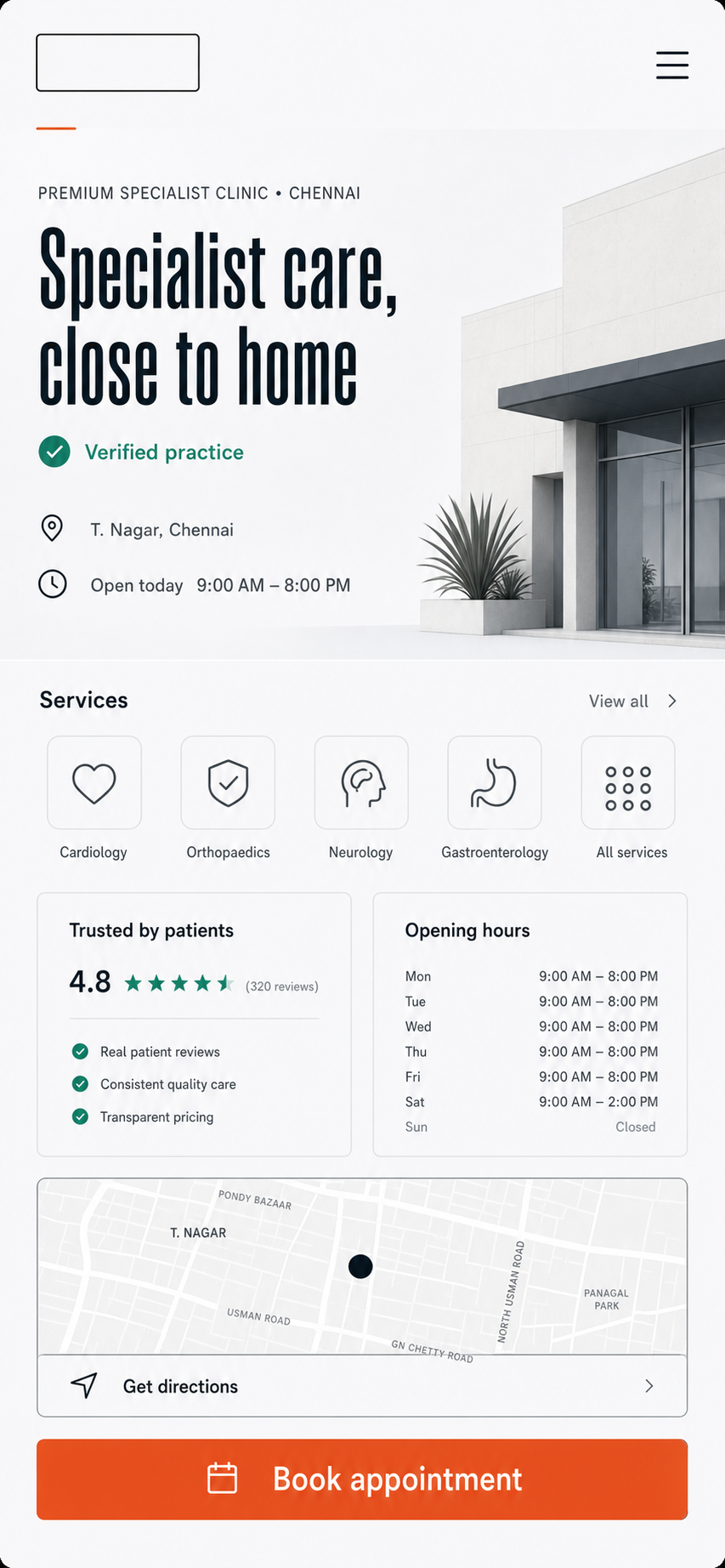 A RankFlow generated mobile landing page for an appointment-led business